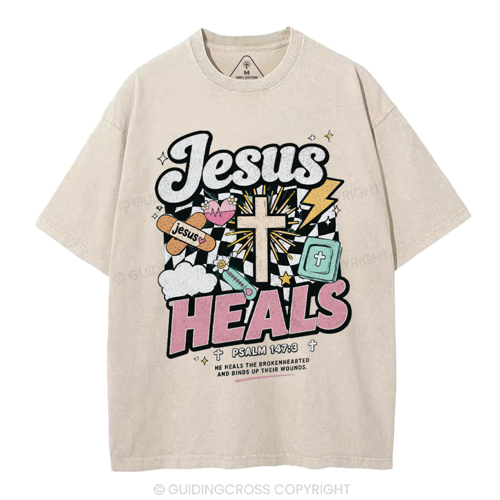 Jesus Heals Christian Washed T-Shirt
