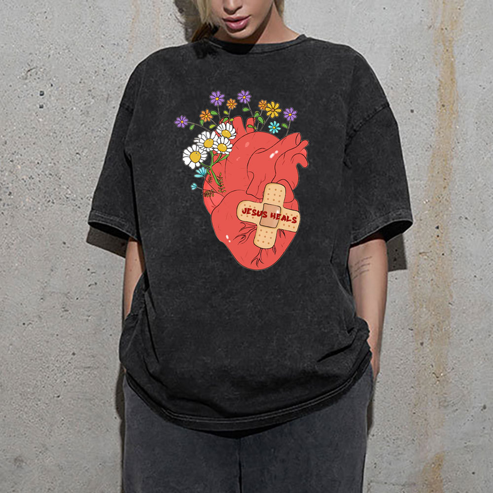 Jesus Heals Christian Washed T-Shirt