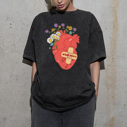 Jesus Heals Christian Washed T-Shirt