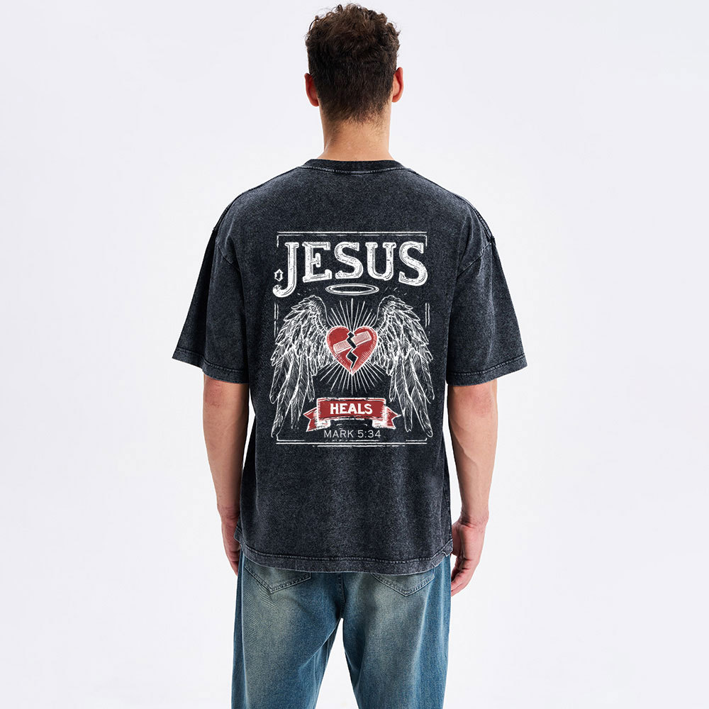 Jesus Heals Christian Washed T-Shirt