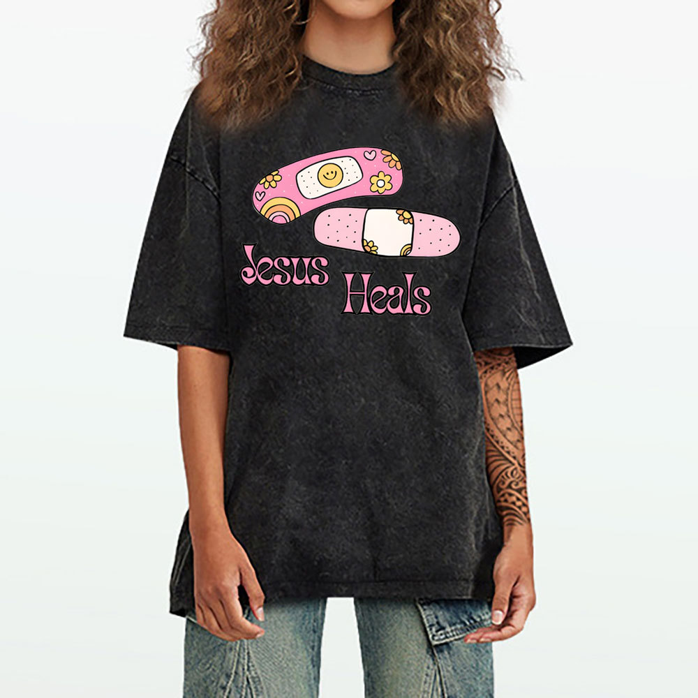 Jesus Heals Christian Washed T-Shirt