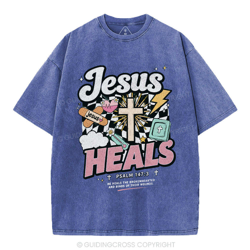 Jesus Heals Christian Washed T-Shirt