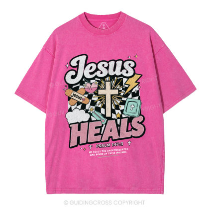 Jesus Heals Christian Washed T-Shirt