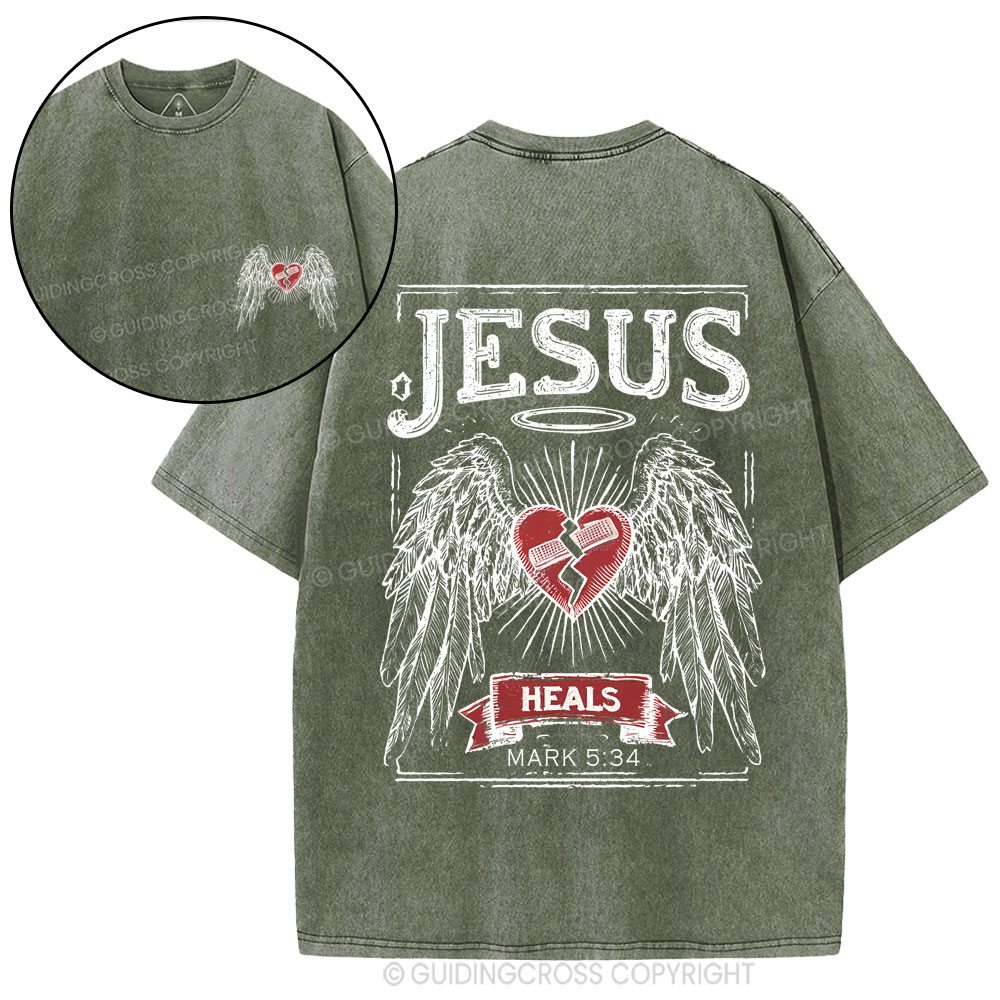 Jesus Heals Christian Washed T-Shirt