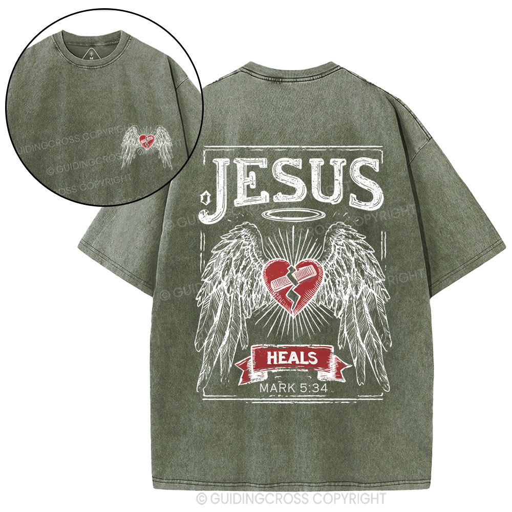 Jesus Heals Christian Washed T-Shirt