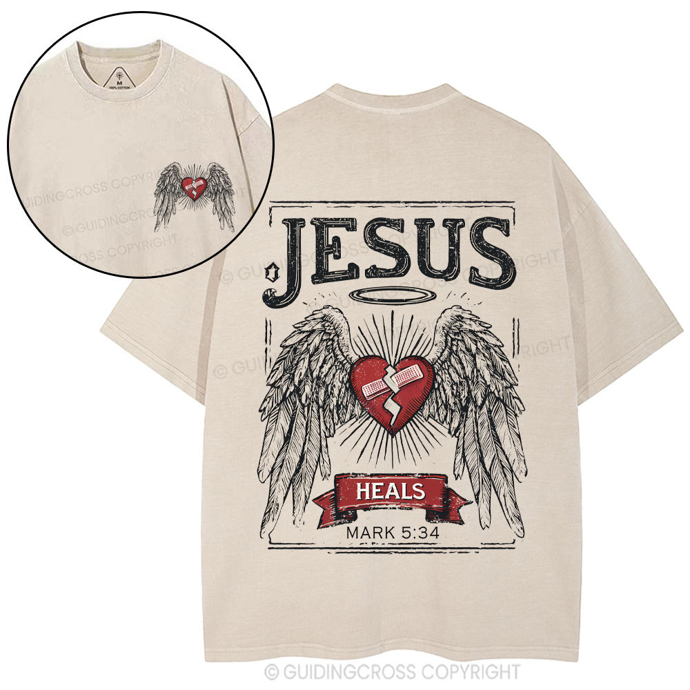 Jesus Heals Christian Washed T-Shirt