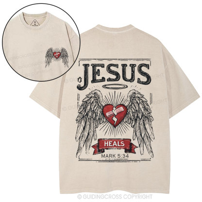 Jesus Heals Christian Washed T-Shirt