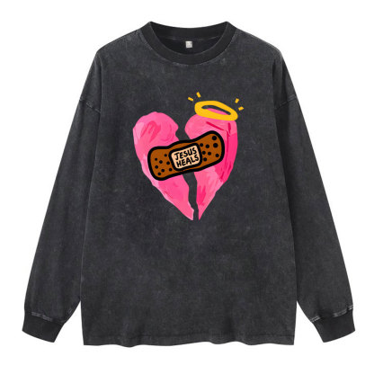 Jesus Heals Chrisytian Washed Long Sleeve T-Shirt