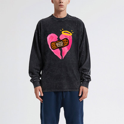 Jesus Heals Chrisytian Washed Long Sleeve T-Shirt