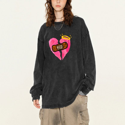 Jesus Heals Chrisytian Washed Long Sleeve T-Shirt