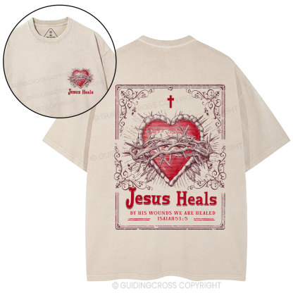 Jesus Heals Chrsitian Washed T-Shirt