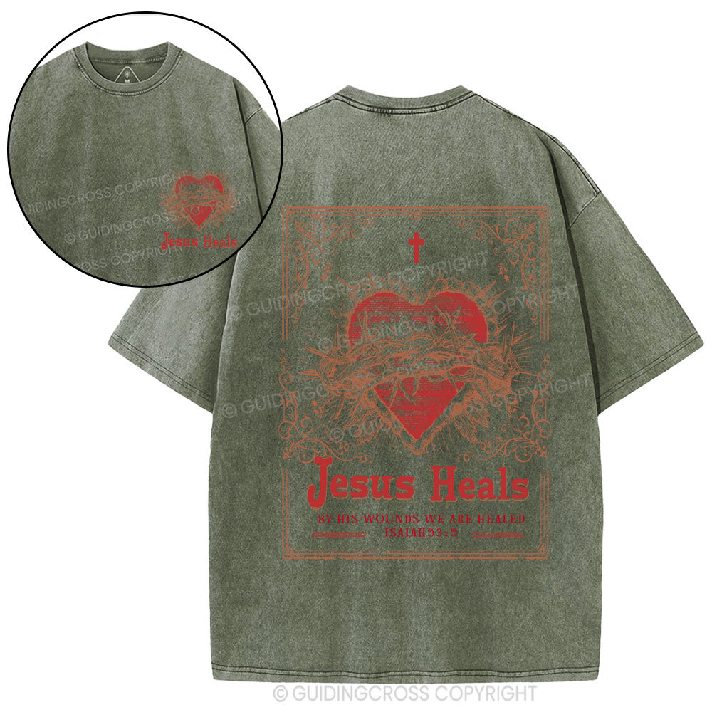 Jesus Heals Chrsitian Washed T-Shirt