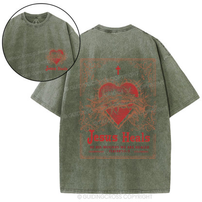 Jesus Heals Chrsitian Washed T-Shirt
