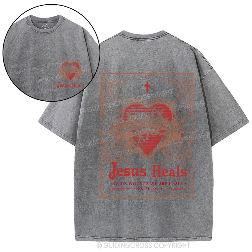 Jesus Heals Chrsitian Washed T-Shirt