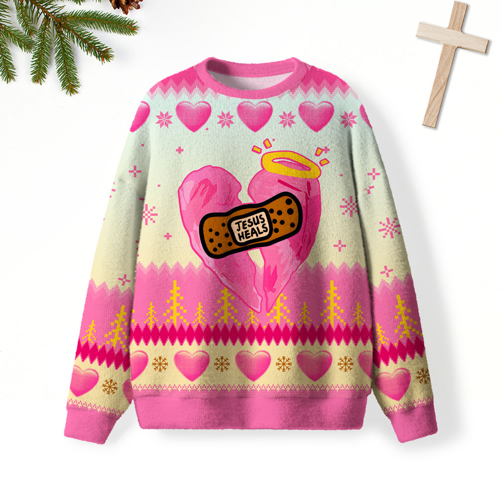 Jesus Heals Furry Christian Lightweight Sweater