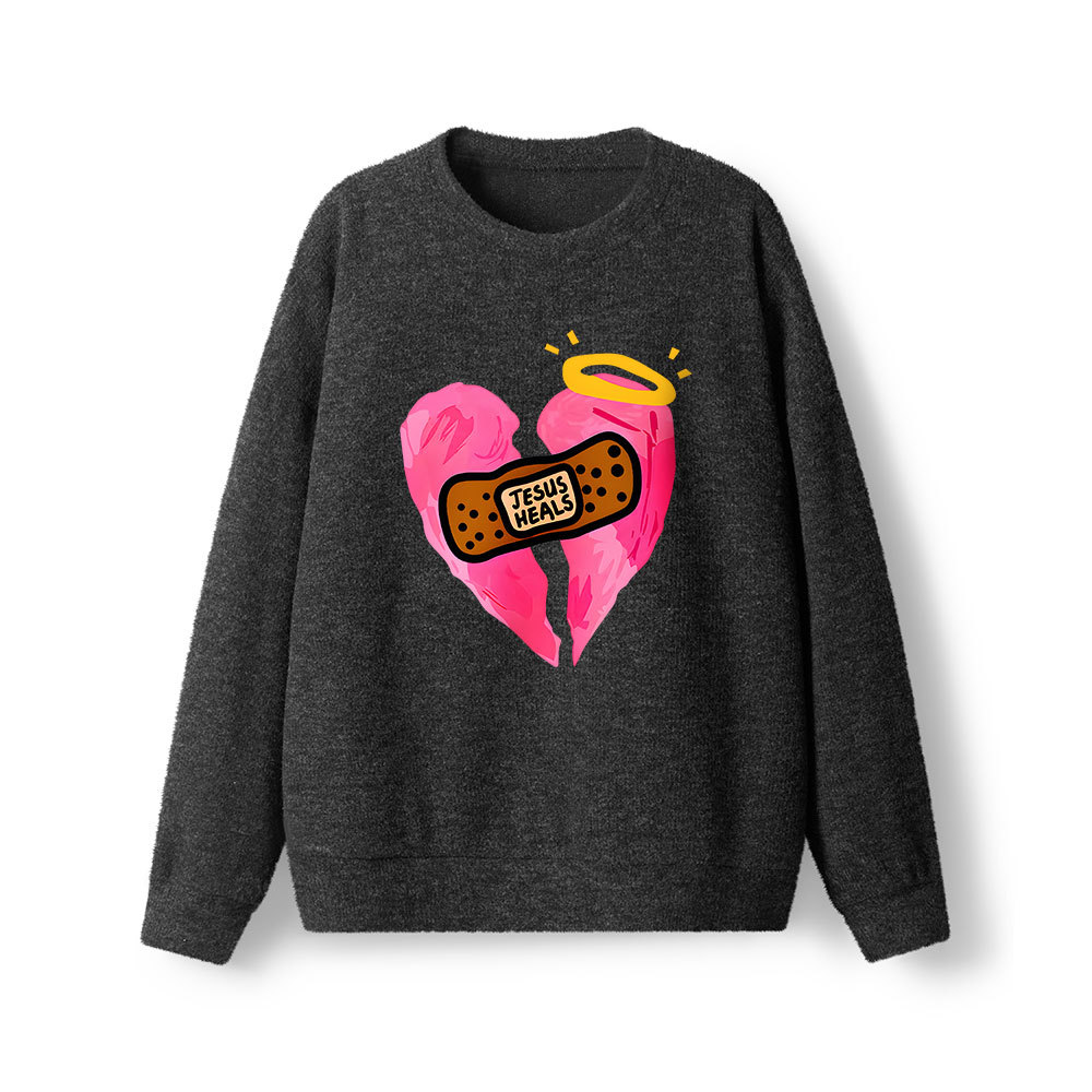 Jesus Heals Broken Heart Christian Lightweight Sweater