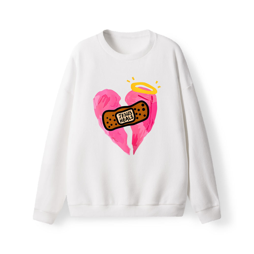 Jesus Heals Broken Heart Christian Lightweight Sweater