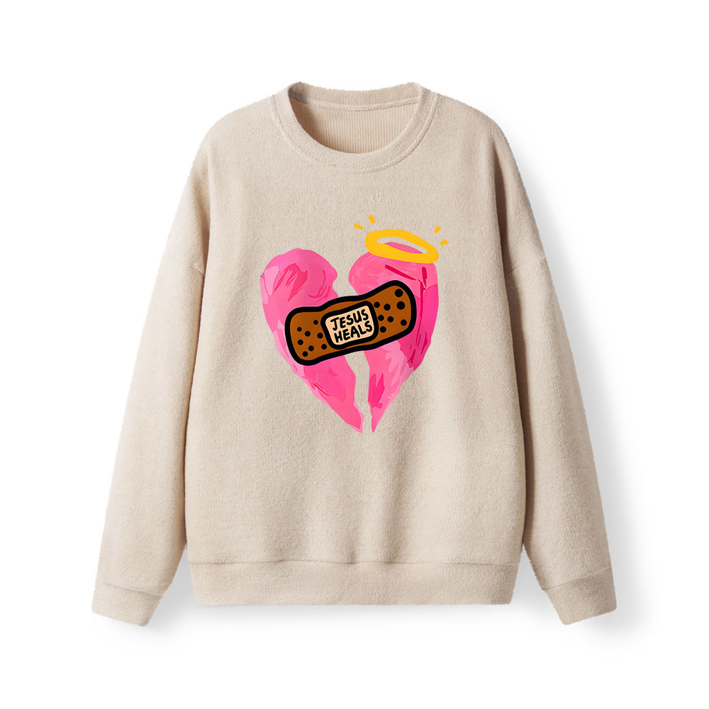 Jesus Heals Broken Heart Christian Lightweight Sweater