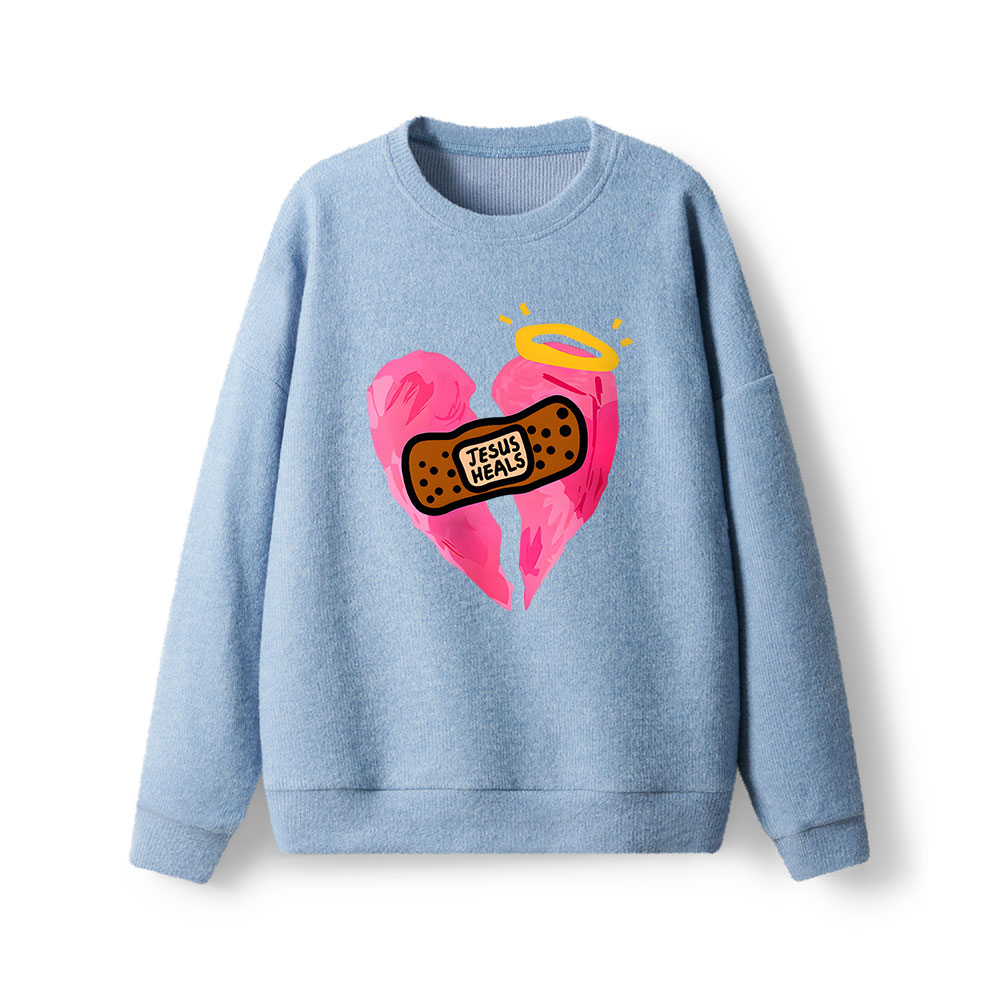 Jesus Heals Broken Heart Christian Lightweight Sweater