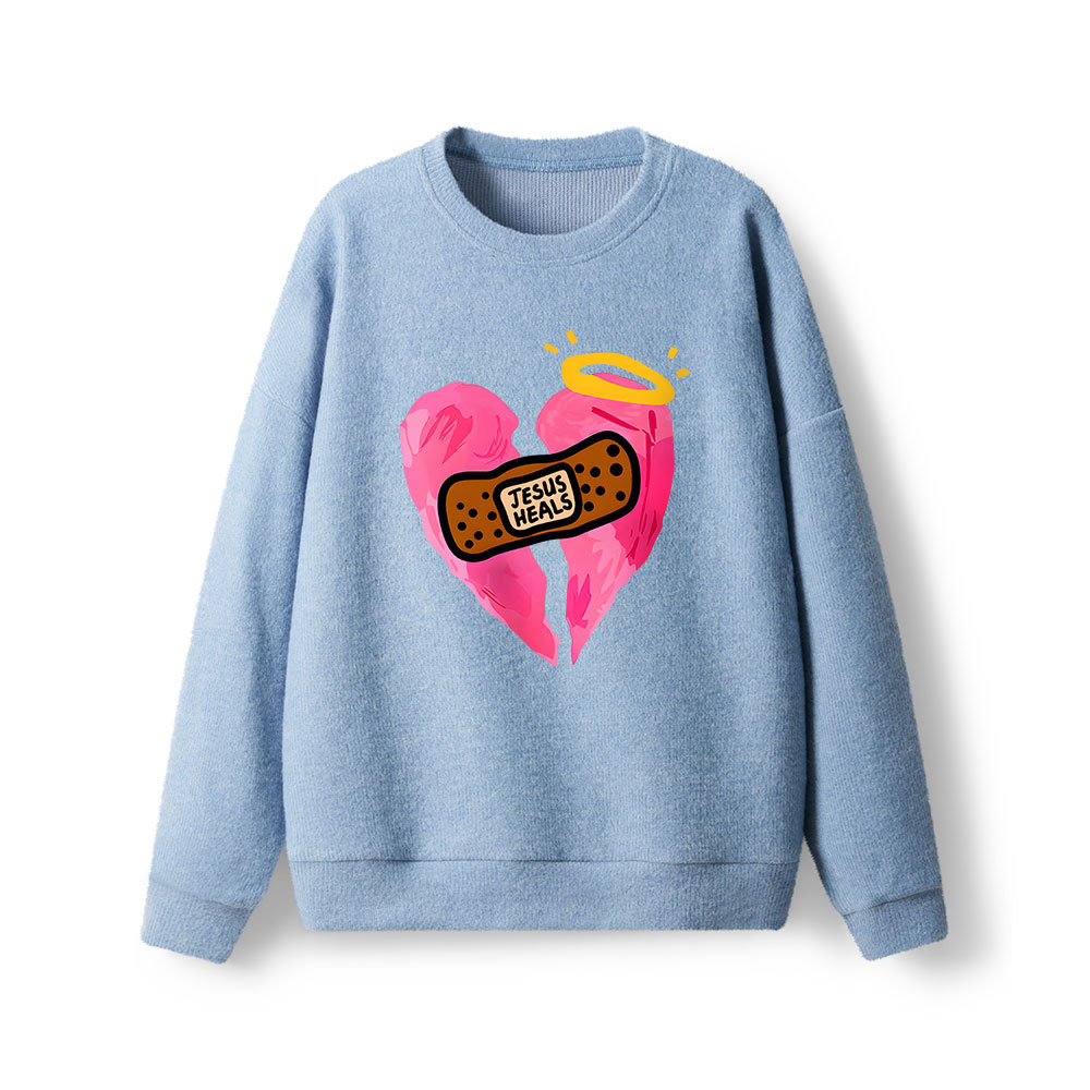 Jesus Heals Broken Heart Christian Lightweight Sweater