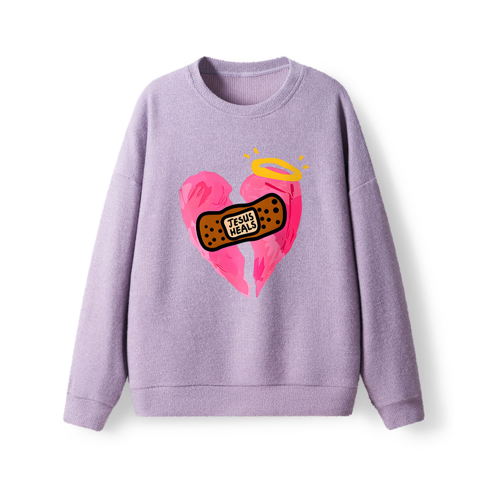 Jesus Heals Broken Heart Christian Lightweight Sweater