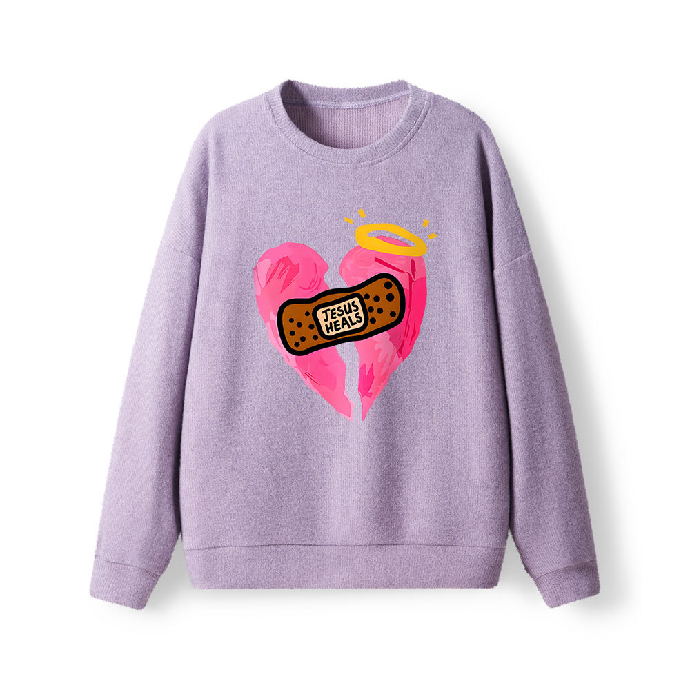 Jesus Heals Broken Heart Christian Lightweight Sweater