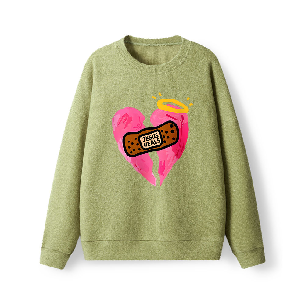 Jesus Heals Broken Heart Christian Lightweight Sweater