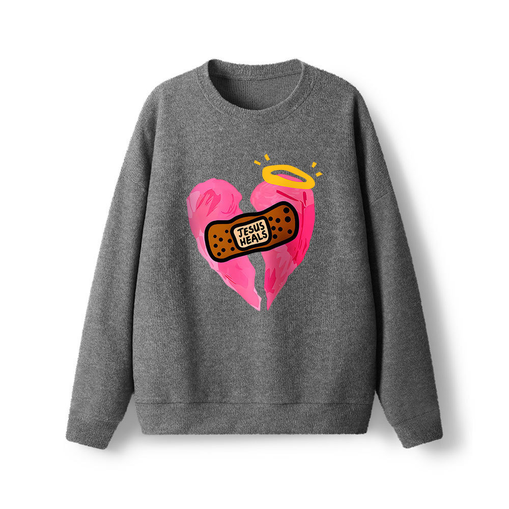 Jesus Heals Broken Heart Christian Lightweight Sweater