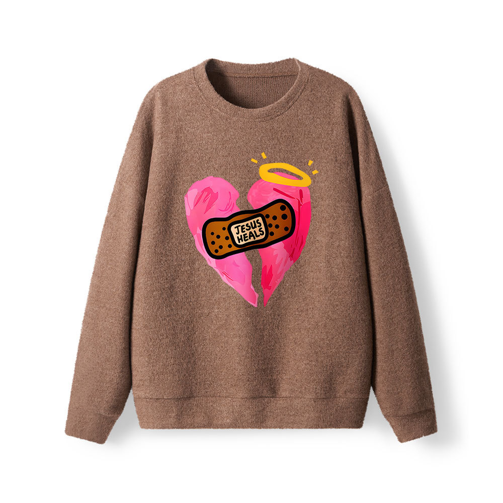 Jesus Heals Broken Heart Christian Lightweight Sweater