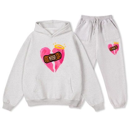 Jesus Heals Pink Heart Christian Fleece Hoodie Set