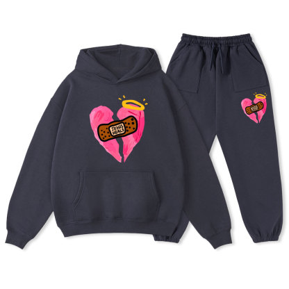 Jesus Heals Pink Heart Christian Fleece Hoodie Set