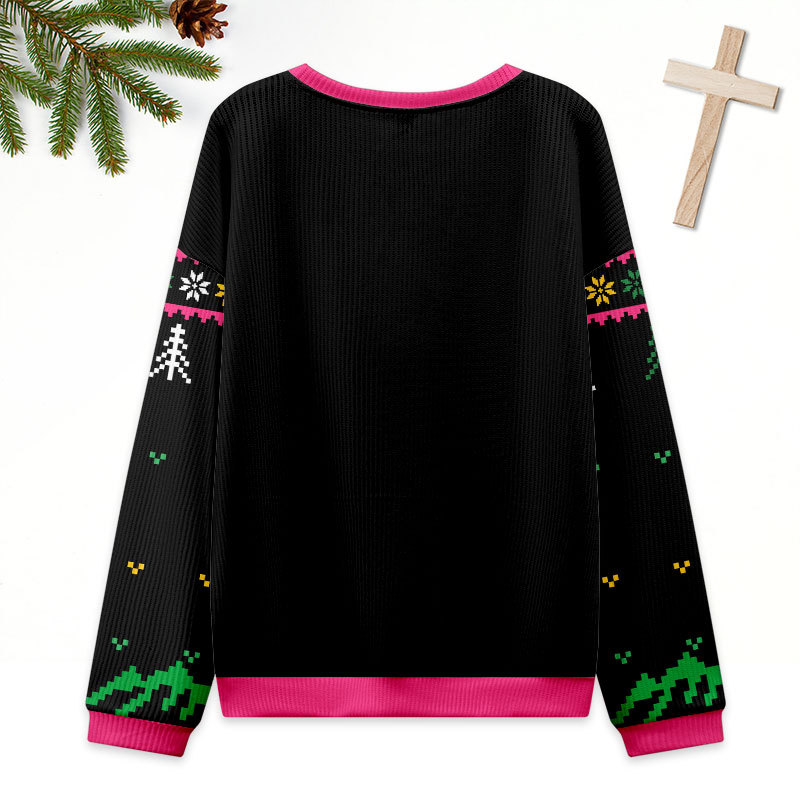Jesus Heals Pink Heart Christian Ugly Christmas Sweatshirt