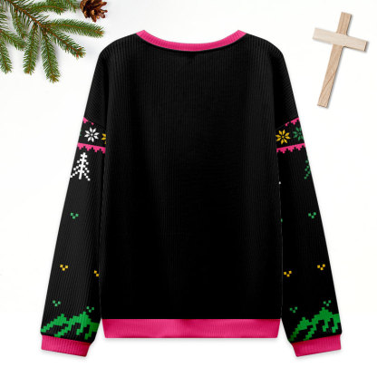 Jesus Heals Pink Heart Christian Ugly Christmas Sweatshirt