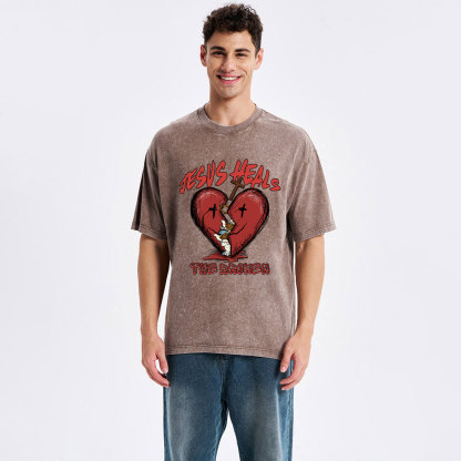 Jesus Heals The Broken Christian Washed T-Shirt