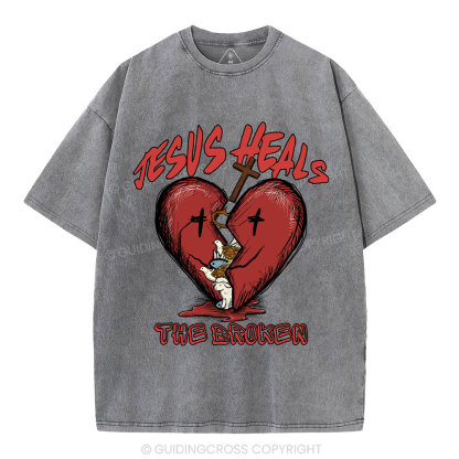 Jesus Heals The Broken Christian Washed T-Shirt
