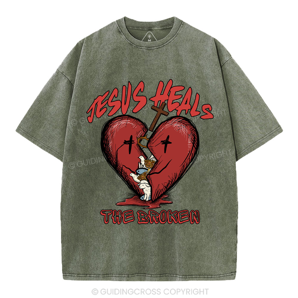 Jesus Heals The Broken Christian Washed T-Shirt