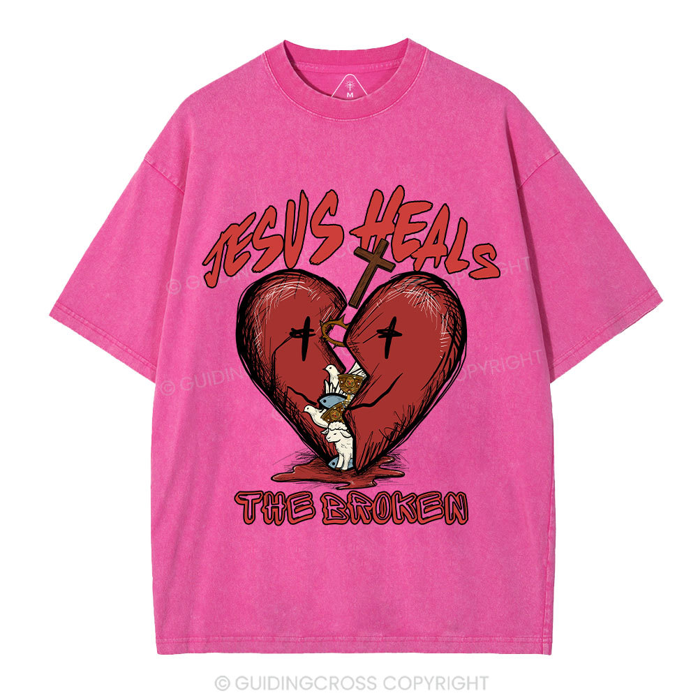 Jesus Heals The Broken Christian Washed T-Shirt
