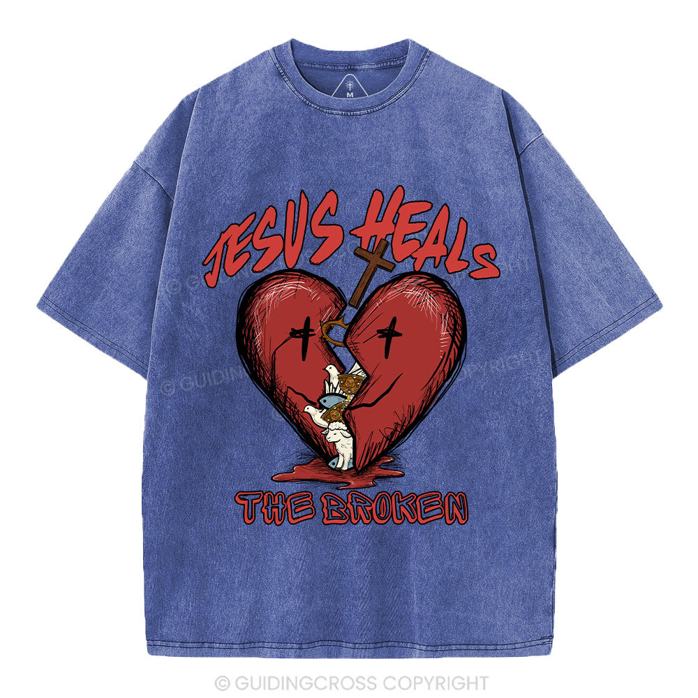 Jesus Heals The Broken Christian Washed T-Shirt
