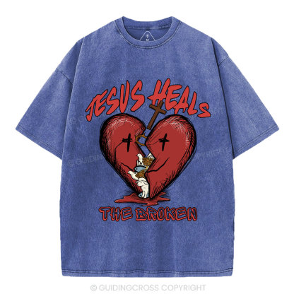 Jesus Heals The Broken Christian Washed T-Shirt
