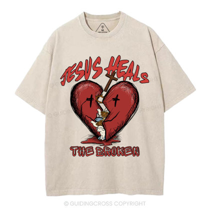 Jesus Heals The Broken Christian Washed T-Shirt