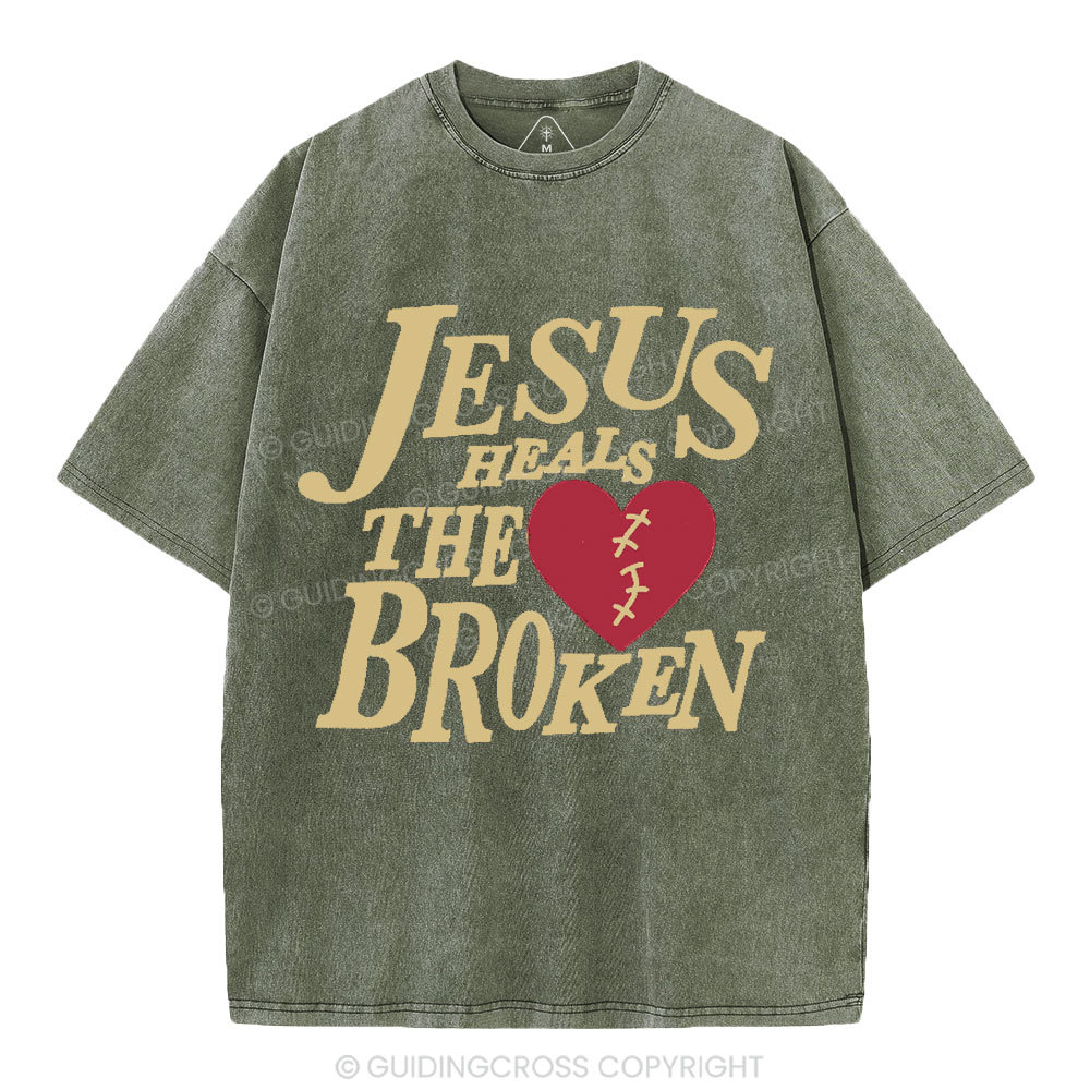 Jesus Heals The Broken Christian Washed T-Shirt