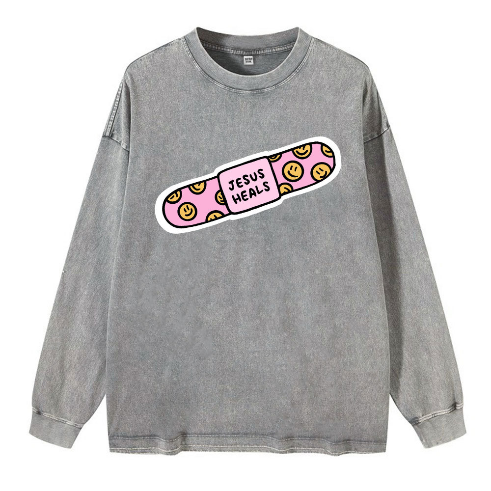 Jesus Heals Washed Long Sleeve T-Shirt