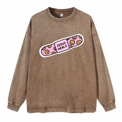 Jesus Heals Washed Long Sleeve T-Shirt