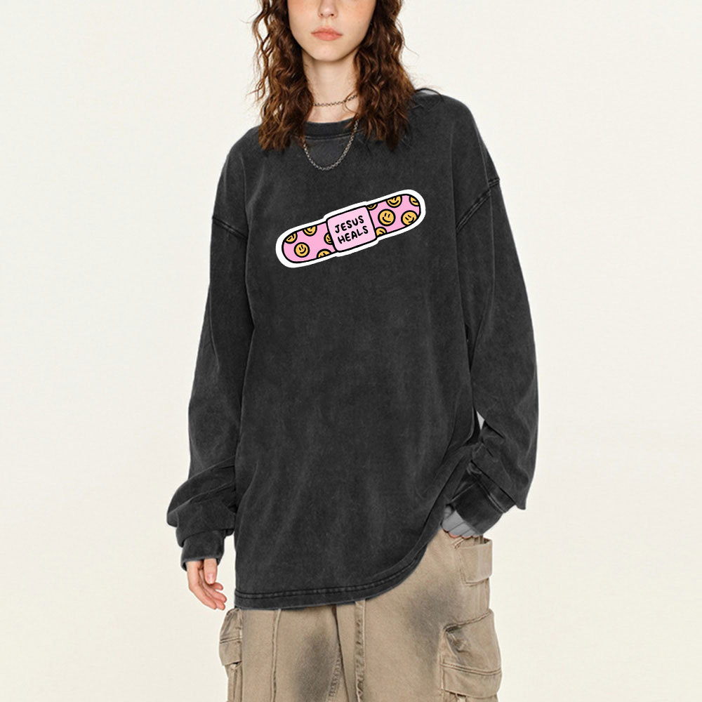 Jesus Heals Washed Long Sleeve T-Shirt