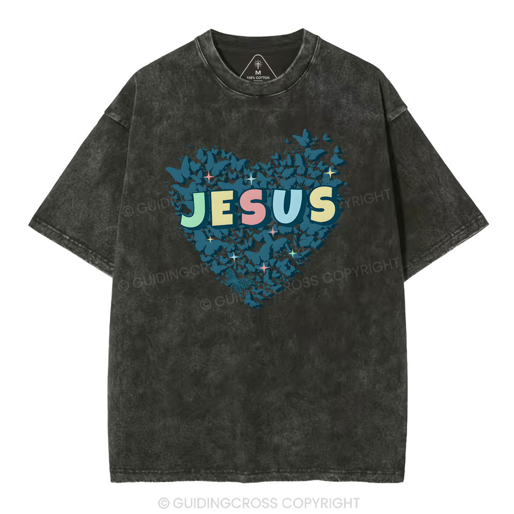 Jesus Heart Christian Washed T-Shirt