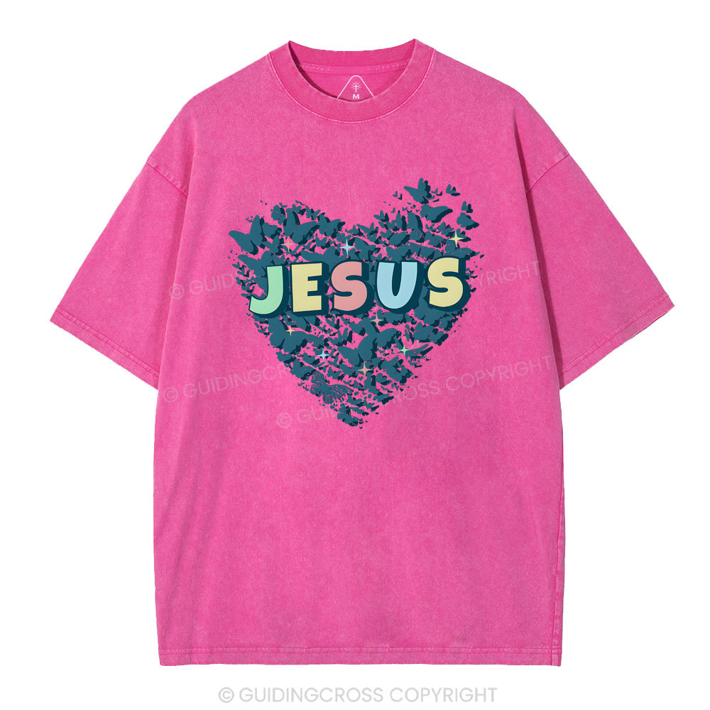 Jesus Heart Christian Washed T-Shirt