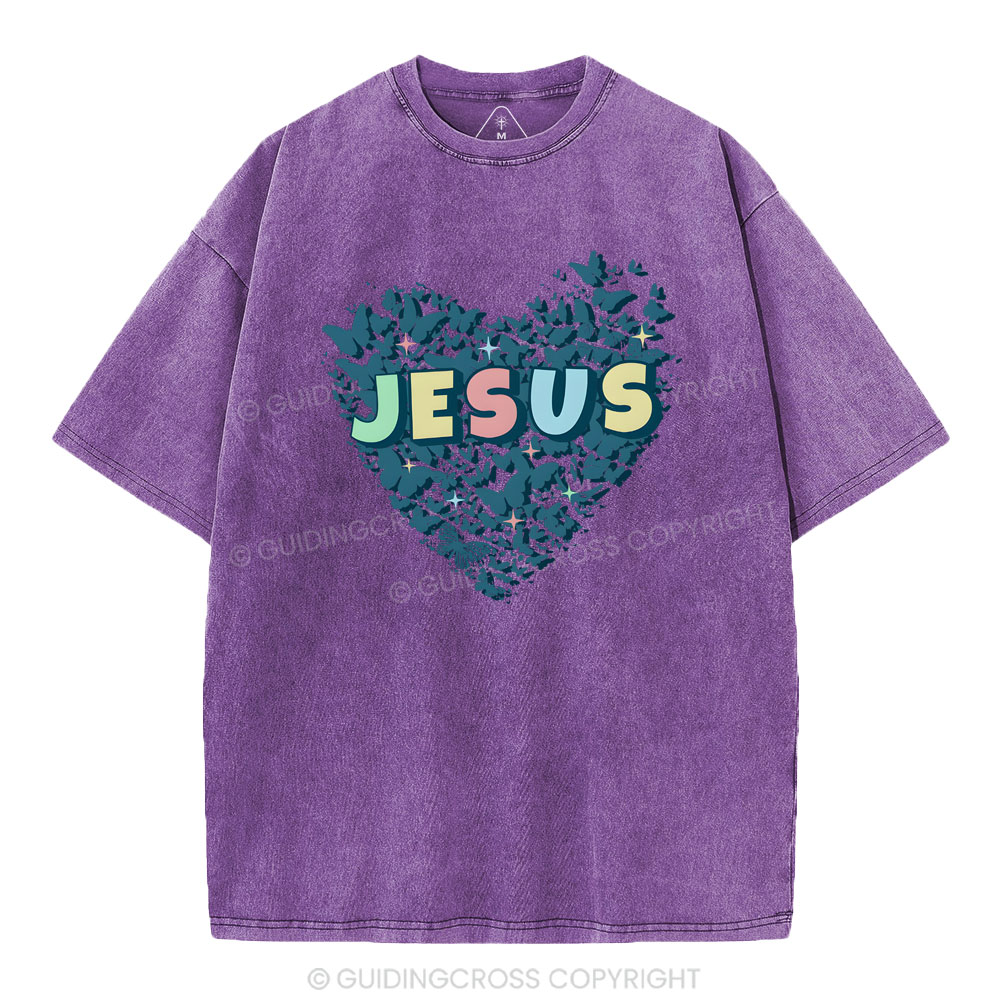 Jesus Heart Christian Washed T-Shirt