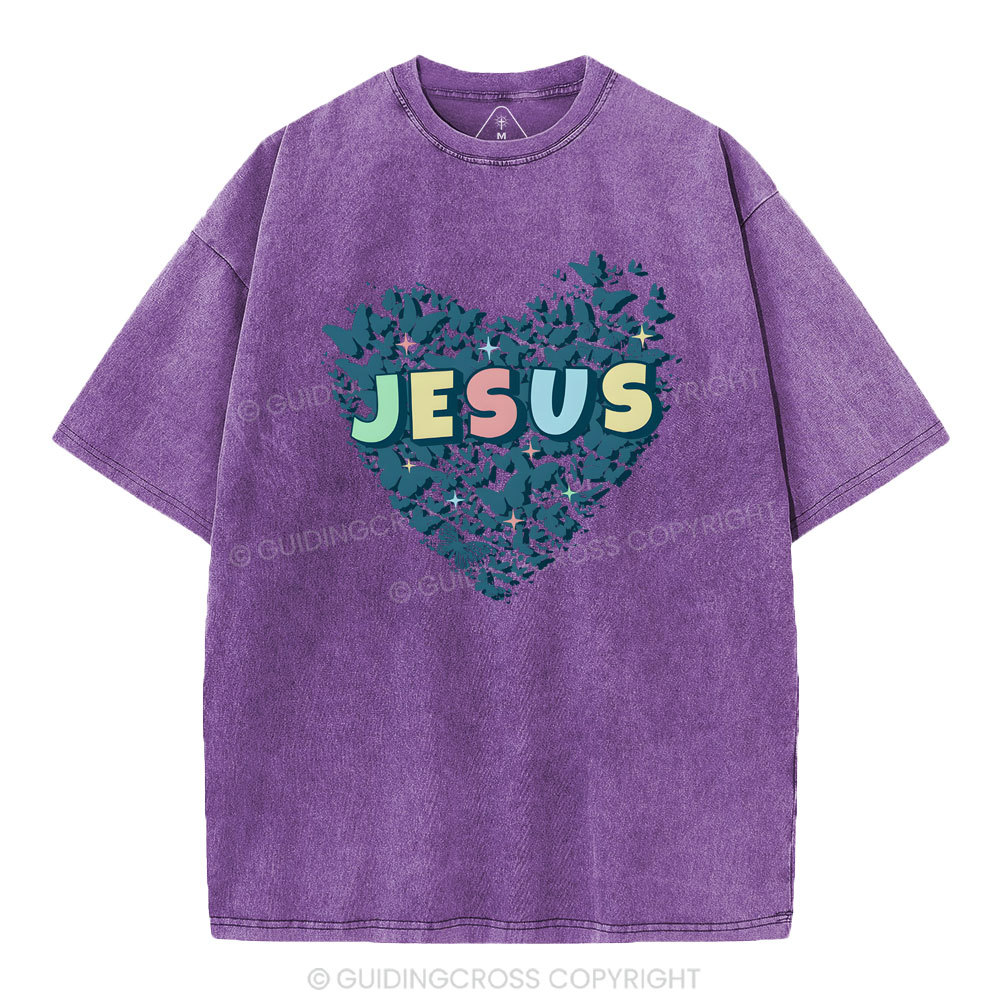 Jesus Heart Christian Washed T-Shirt