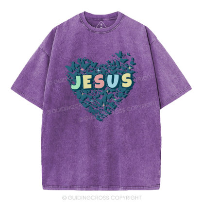 Jesus Heart Christian Washed T-Shirt