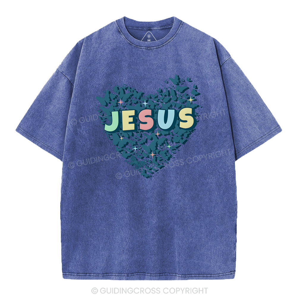 Jesus Heart Christian Washed T-Shirt